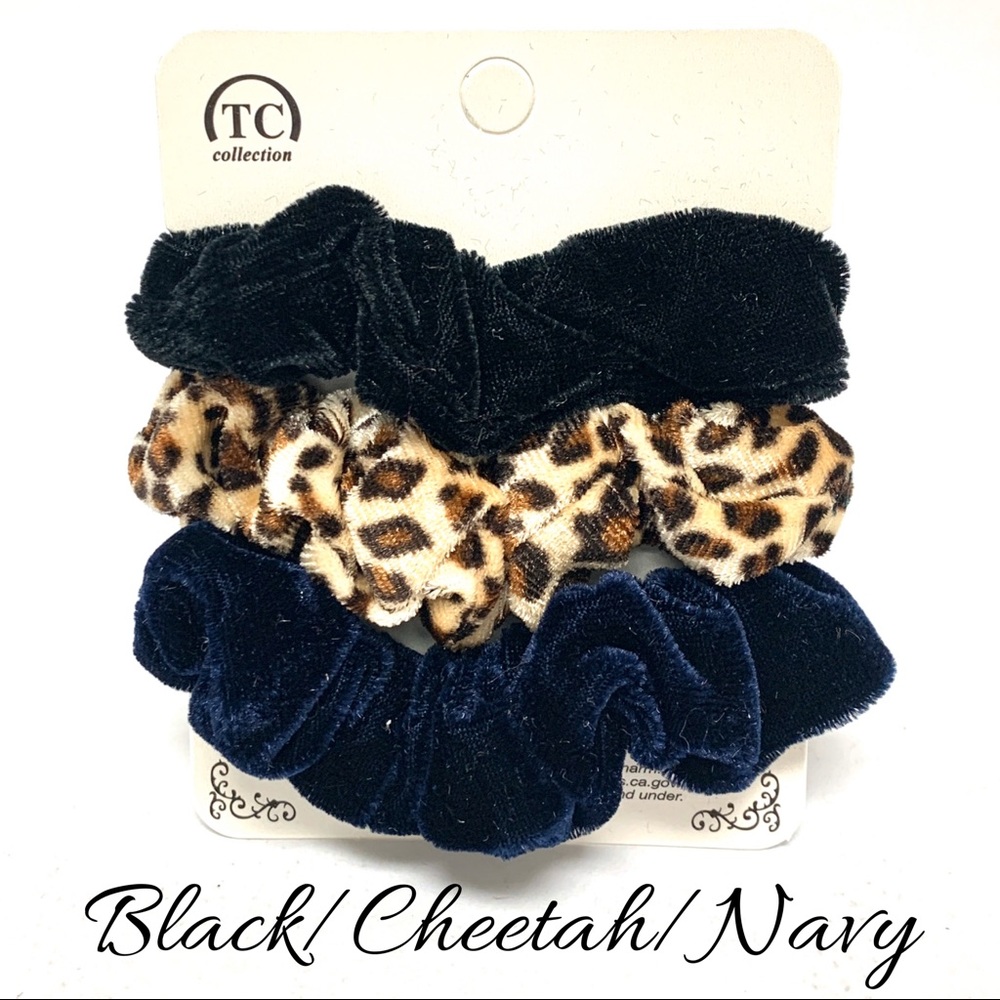 Velvet/Cheetah 3-Pack Scrunchies - Picture 2 of 3